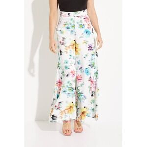 Desigual Wide Leg Daniela Trouser Pants Womens S‎ White Multicolor Floral Artsy